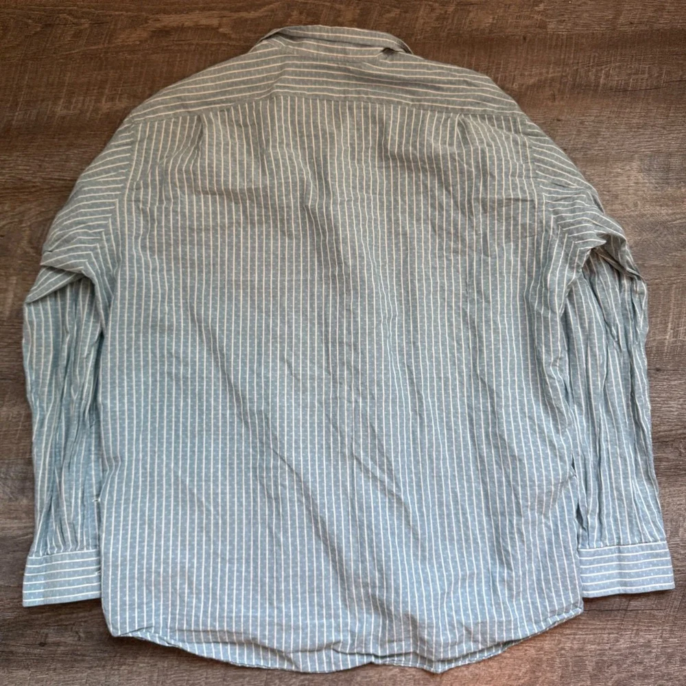 Polo Ralph Lauren Merrin Blue‎ White Striped Dobby Cotton Shirt Mens XL Summer